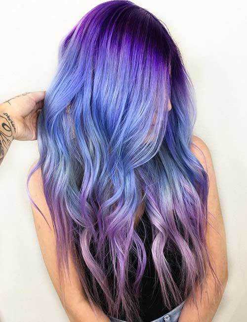 Модные фиолетовые, сиреневые и лиловые цвета волос (58 фото)