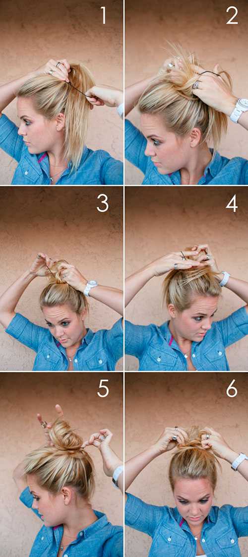 7 быстрых способов сделать небрежный пучок на голове