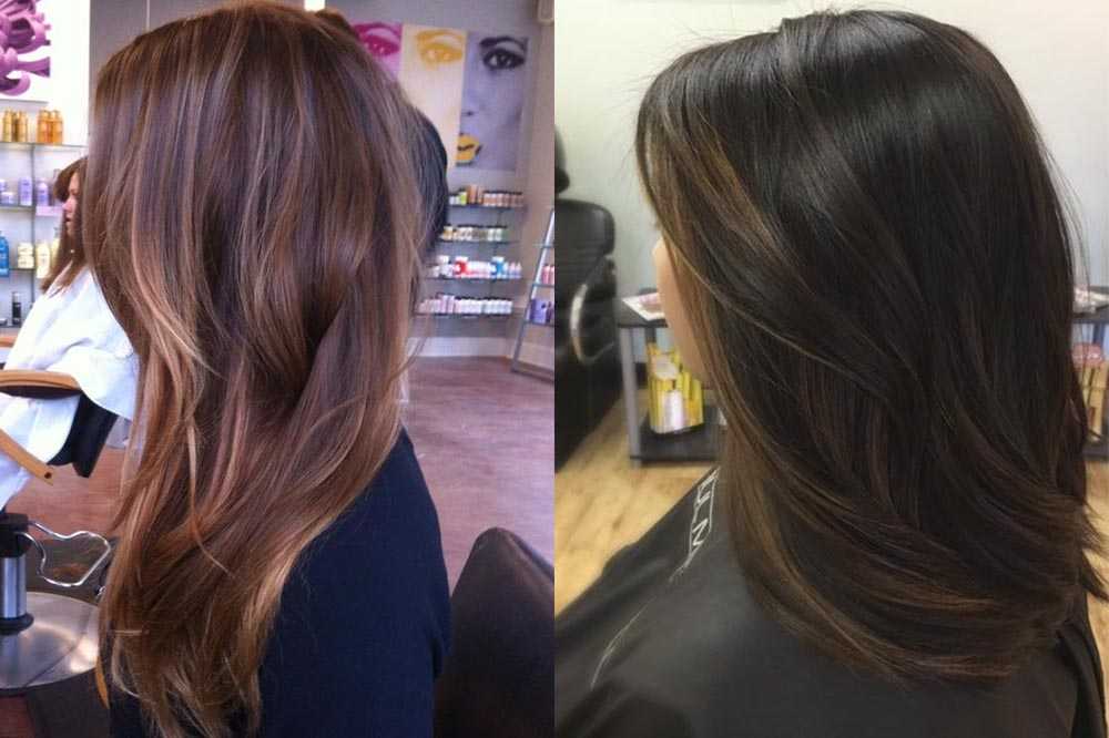 Колорирование волос фото до и после на темные волосы фото до и после