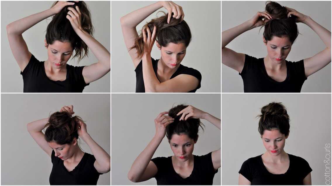 Как сделать красивый небрежный пучок из волос пошагово своими руками
