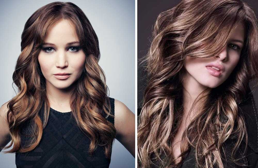 Мелирование на темные волосы средней длины, фото до и после